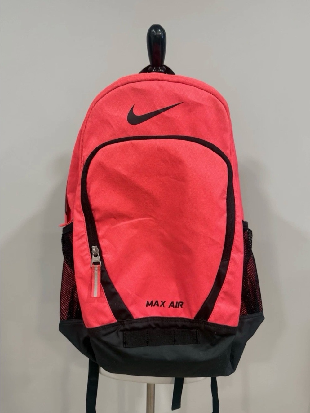 Nike Max Air Backpack Neon Coral Black School Sports Bag Padded Straps